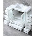 thumbnail image 3 of Lexora LV341854SAESM28 54 in. Volez Single Vanity with 2 Side Cabinets, Integrated Top, White Integrated Square Sink & 28 in. Mirror - White, 3 of 3