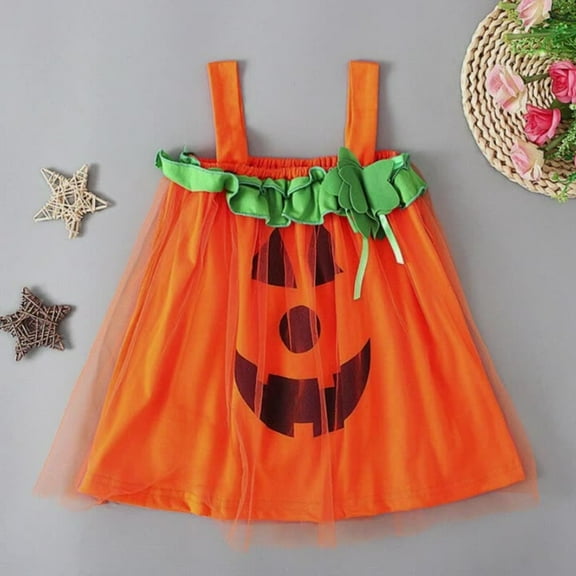 EnJoCho Baby Girls Pumpkin Halloween Dress - Backless Sleeveless Tulle Princess Dress for Photo𝖲hoot, Fall Festival