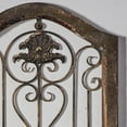 thumbnail image 5 of DecMode Brown Wood Distressed Door Panel Scroll Wall Decor with Metal Wire Details, 5 of 13