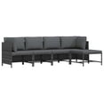 thumbnail image 1 of vidaXL 4 Piece Garden Lounge Set with Cushions Poly Rattan Grey, 1 of 5