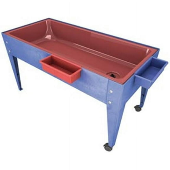 Red Liner Sand And Water Activity Center with Lid And 2 Casters Blue