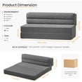 thumbnail image 2 of Colchón plegable de tamaño matrimonial, sofá cama convertible 3 en 1 con marco de metal, sofá plegable, sofá cama, sofá de piso, sofá para sala de estar (gris, matrimonial), 2 of 4
