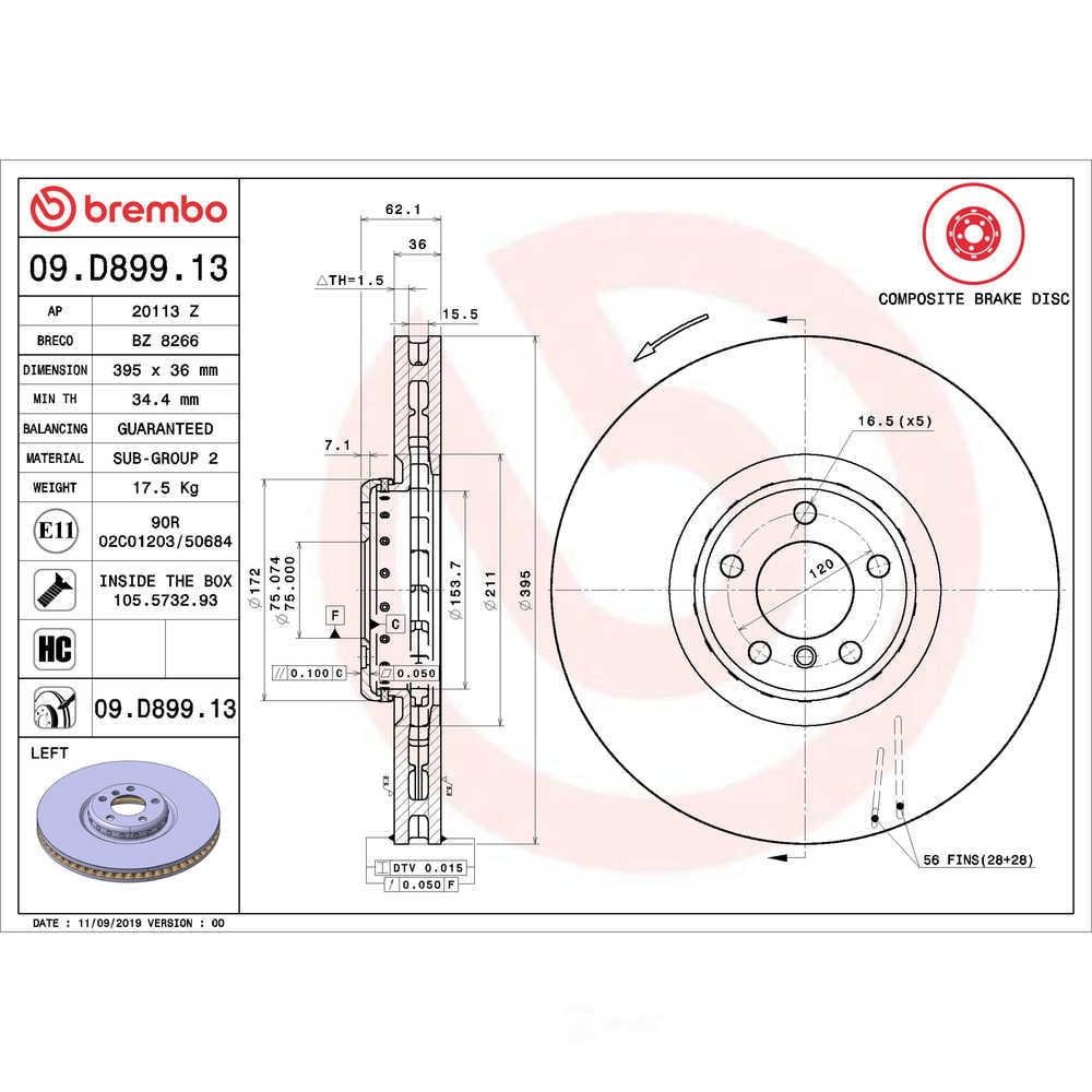 Brembo 09.D899.13 PRIME Disc Brake Rotor