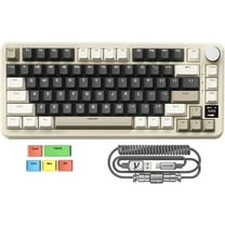 ATTACK SHARK X85PRO 75% Wireless Gasket Mechanical Keyboard with Pro Coild Cable&5 Color PBT Keycaps,TFT Smart Display&CNC Knob,BT5.1/2.4G/Type C Wired,Hot-Swap Linear Switch,RGB,for PC/MAC,Cheese