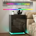 thumbnail image 2 of LED Nightstand Set of 2, Modern Tall Bedside Tables with 3 Drawers & Flipping Top Box, for Bedroom & Living Room, High Gloss Panel (Glossy Black, Set of 2), 2 of 6