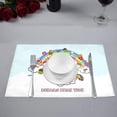 thumbnail image 2 of MKHERT Funny Pink Fat Unicorn with Fast Food Rainbow and Clouds Placemats Table Mats for Dining Room Kitchen Table Decoration 12x18 inch,Set of 6, 2 of 4