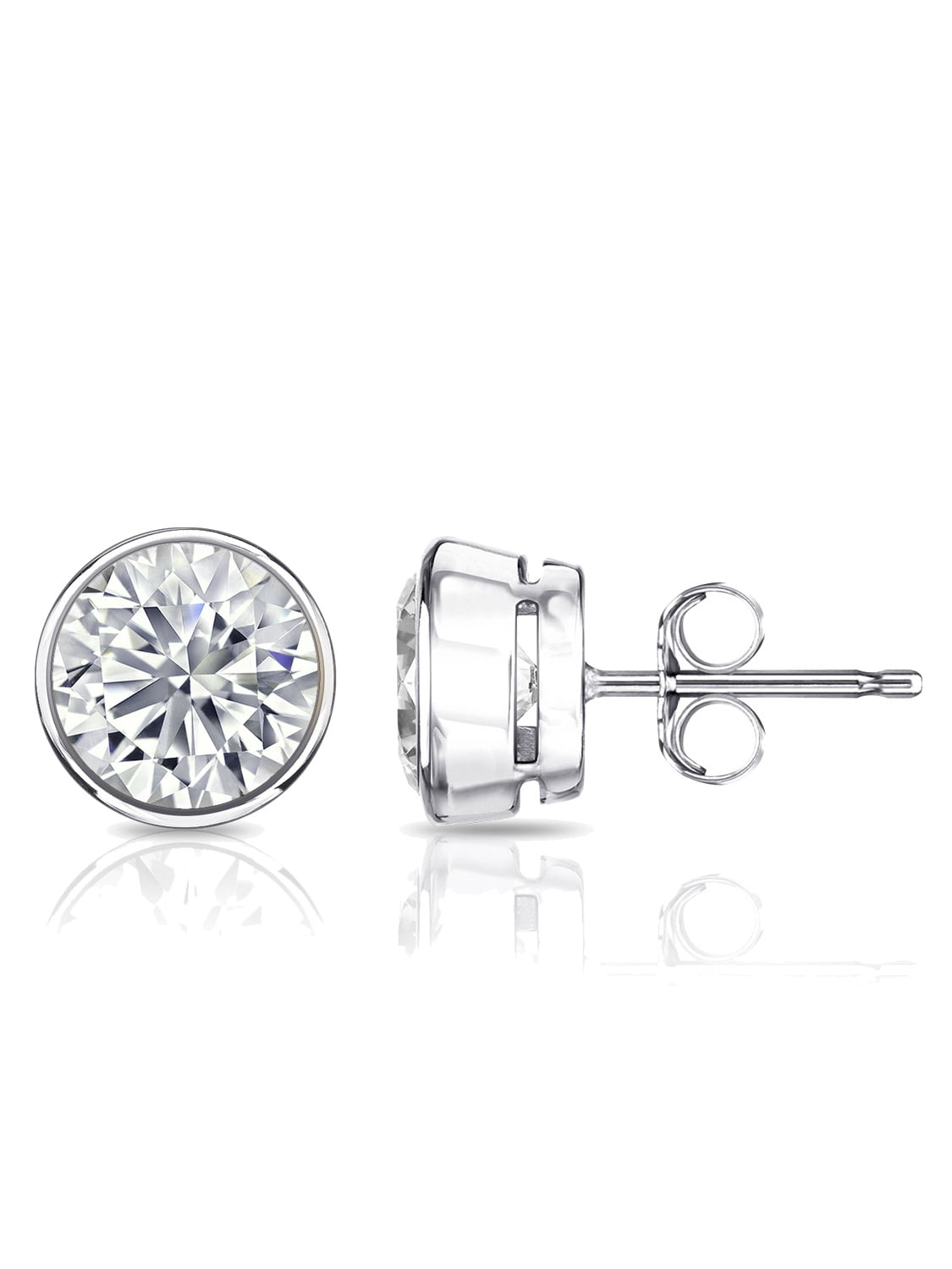 Diamond Wish Platinum Bezel Set Round Diamond Stud Earrings 1 4