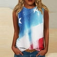 thumbnail image 2 of 4th of July Tank Tops for Women Loose Fit Crew Neck Sleeveless Shirts American Flag White Blue Stars Stripes Cami T-Shirts Independence Day Patriotic Blouse Fashion Vacation Tops Summer T Shirt, 2 of 5