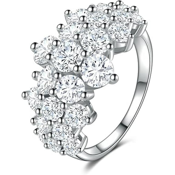 Bubble Style Cluster Diamond Wedding Ring 2.4 Ct Diamond 14K White Gold Over