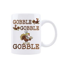 Funnli 11oz Ceramic Coffee Mugs, Autumn Harvest Meal Gift, White