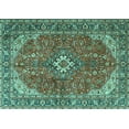 thumbnail image 1 of Ahgly Company Machine Washable Indoor Rectangle Medallion Turquoise Blue Traditional Area Rugs, 5' x 8', 1 of 4