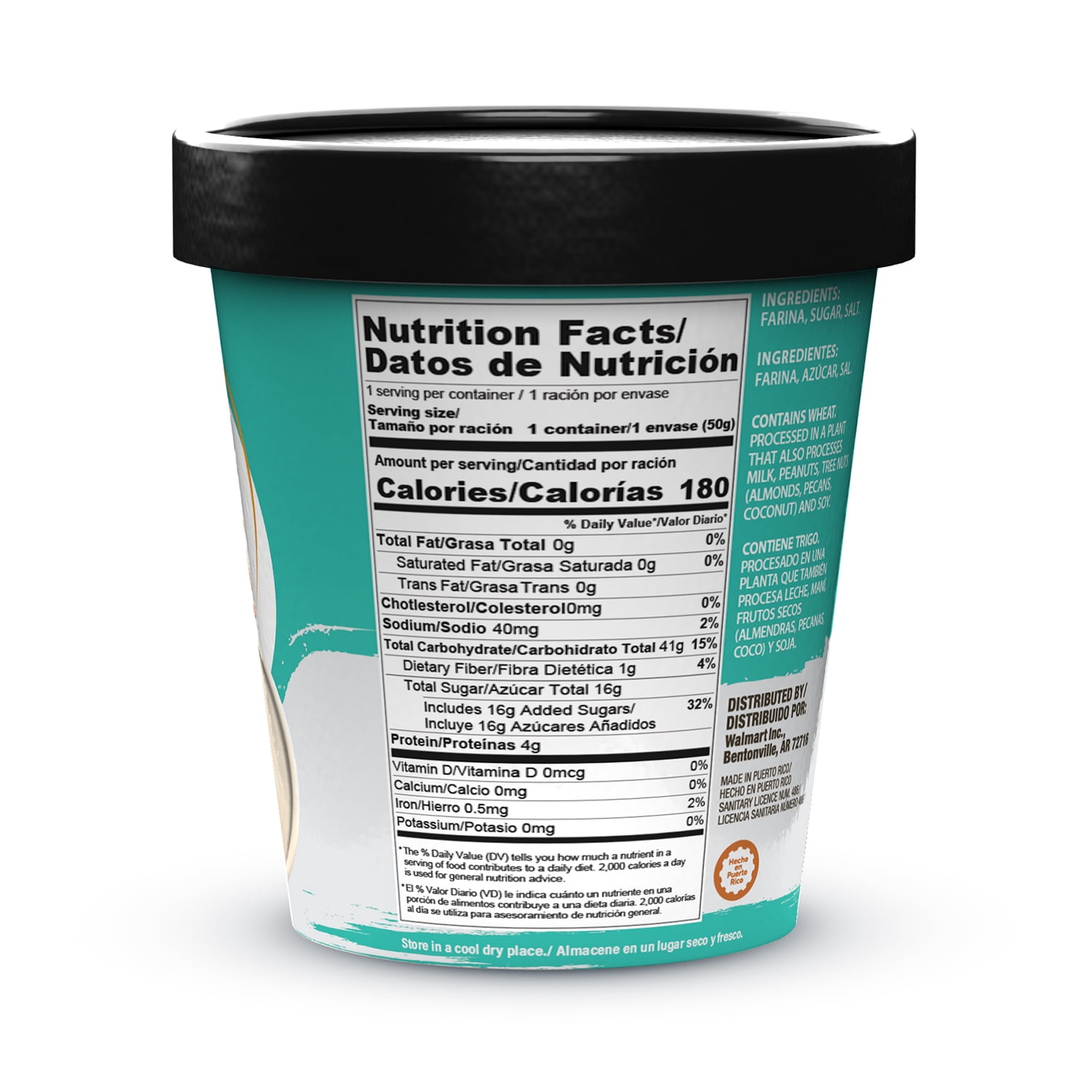 Great Value, Cream Of Farina, Instant Hot Cereal, 1.76 Oz