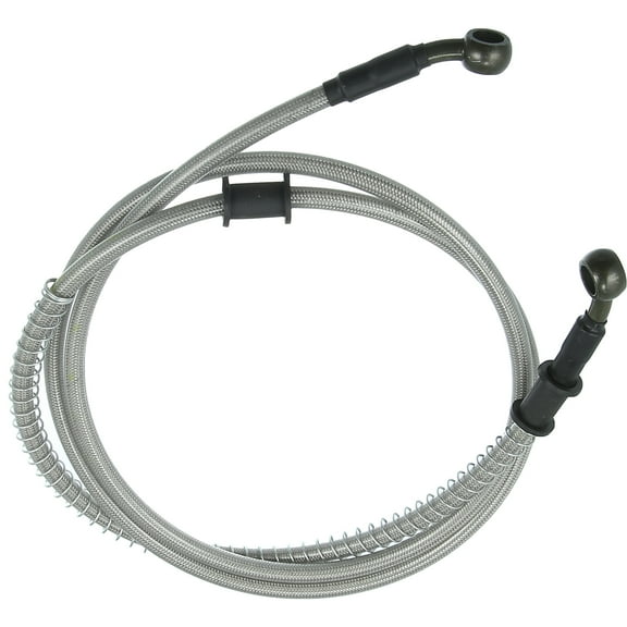 160cm 62.99" 10mm 28 Degree Motorcycle Braided Brake Clutch Oil Hoses Line Pipe Clutch Throttle Gas Line Silver Tone