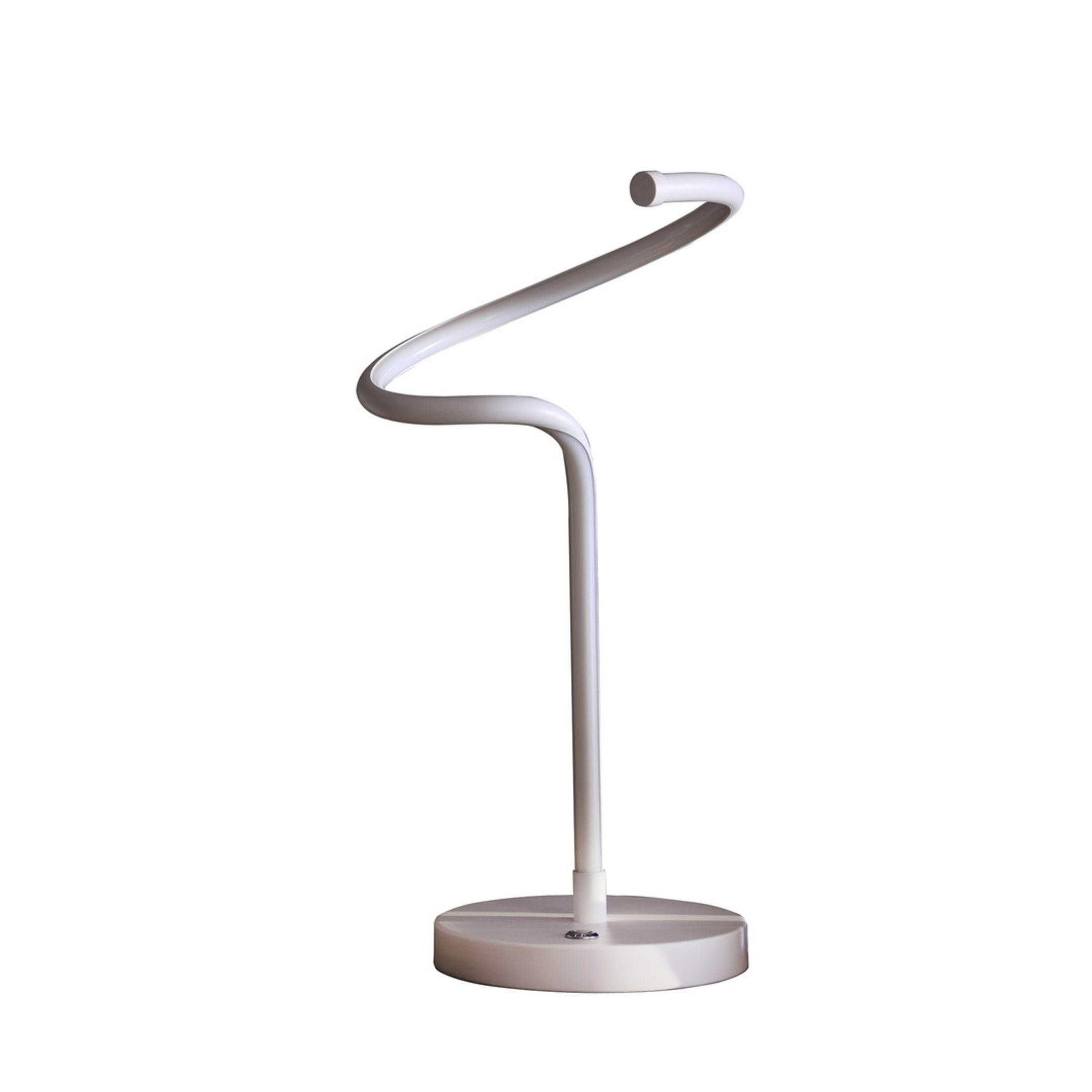 Noble House 19" LED Spiral Table Lamp, S-Curve Spiral Tube, Dimmable Button, Space Saving Design, Matte White