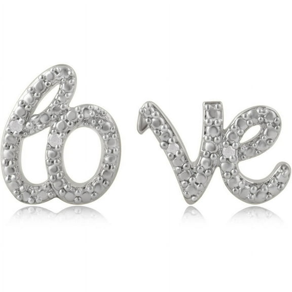 Diamond Accent "lo" And "ve" Silver Ove