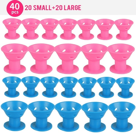 Small Barrel Hot Rollers 40Pcs Magic Hair Rollers,Professional Hair Rollers Curling Hair Styling Tool, Include 20pcs Large Silicone Curlers and 20pcs Small Silicone Curlers ()