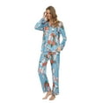 thumbnail image 3 of MintLimit Women's Floral Long Sleeve V-neck Button Down Pocket Shirt and Pants Pyjamas Sleepwear Lounge Pajamas, 3 of 4