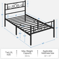 Renwick Jocelyn Modern Scroll Metal Platform Twin XL Bed ,Black