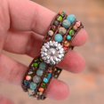 thumbnail image 4 of GHSDFBB Boho Handmade Natural Stone Bead 3 Row Wide Wrap Wrist Statment Bracelet Jewelry Collection, 4 of 6