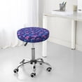 thumbnail image 7 of Pofeuu Blue Skull Leaf Print Round Bar Stool Covers - Super Soft and Washable Elastic Stool Cushion Slipcover Easy Clean Velvet-13 inch, 7 of 7