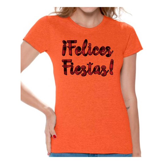 Awkward Styles Ugly Xmas Shirts for Women Christmas Plaid Felices Fiestas T-Shirt