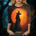 thumbnail image 2 of Halloween Shirts for Women 3/4 Sleeve Length Womens Tops Fall Fashion 2025 Witch Pumpkin Ghost Spooky Season Shirt, 2 of 4