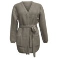 thumbnail image 4 of IMENGL Wool mid length solid knitted cardigan, Gray L, Size M-XL, 4 of 4