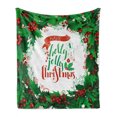 thumbnail image 1 of Christmas Soft Flannel Fleece Throw Blanket, Have a Happy Jolly Xmas Lettering Red Berries Framework Print, Cozy Plush for Indoor and Outdoor Use, 60" x 80", Green Red and White, by Ambesonne, 1 of 6