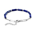 thumbnail image 5 of One Time Only Lapis Lazuli 22.50 ctw Barrel Shape Paper Clip Chain Bracelet 8.009.50In in Stainless Steel Christmas Gifts, 5 of 7