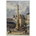thumbnail image 2 of Auguste-Sébastien Bénard 18x24 Black Ornate Framed Double Matted Museum Art Print Titled: Place Du Chatelet and La Fontaine Des Palmiers. (1846), 2 of 5