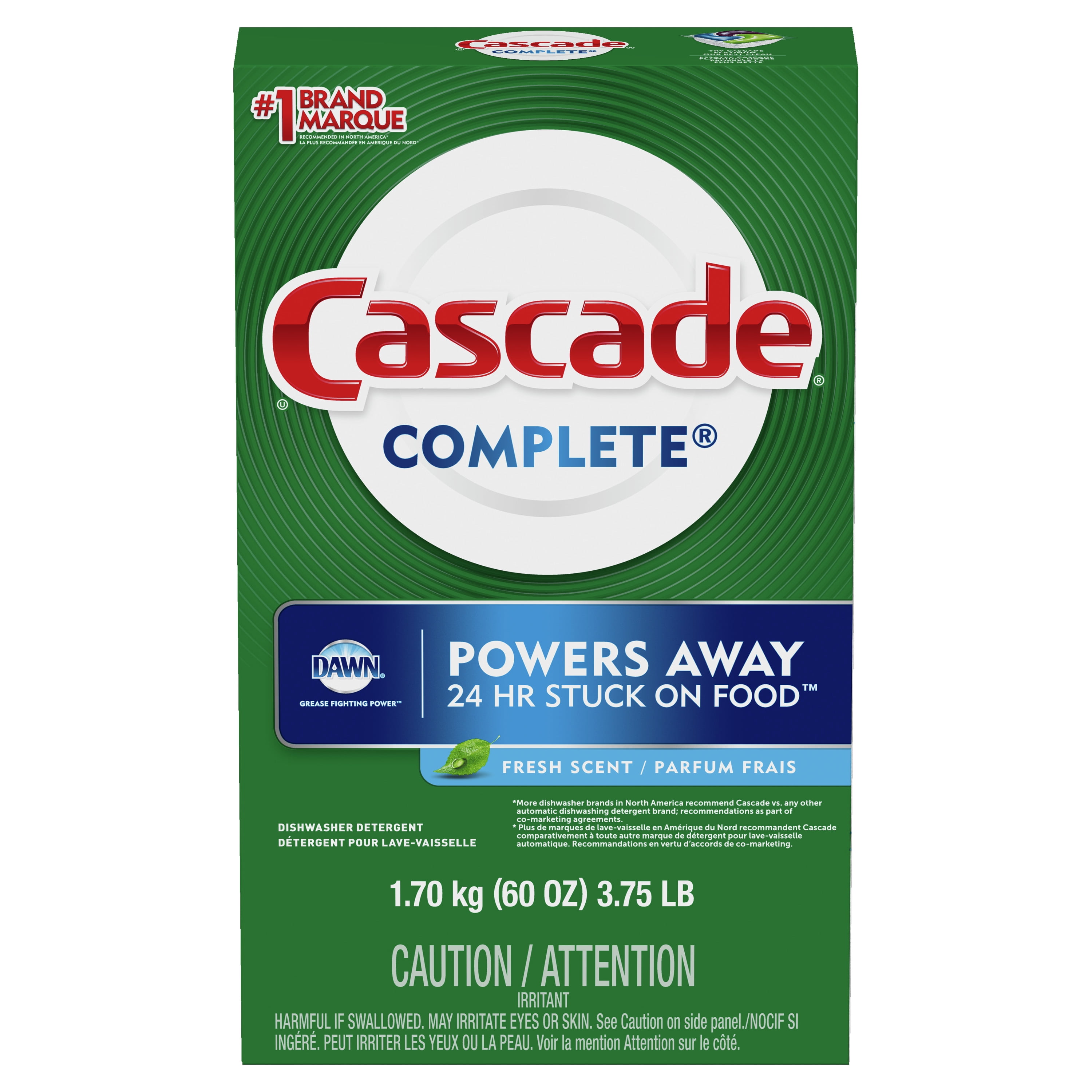 Cascade Complete Powder Dishwasher Detergent, Fresh Scent, 60 ounces