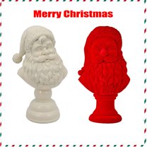 PALIFEUR Christmas Decorations Santa Bust Figurines, White Santa Bust Table Decor, Santa Statue Resin Craft for Tabletop Centerpieces Home Decor (Can be painted and colored)