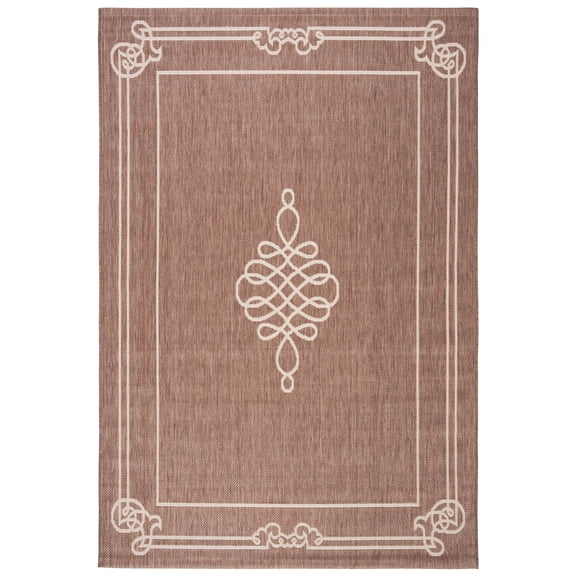 Safavieh Courtyard Andy Medallion Indoor/Outdoor Area Rug, Chocolate/Cream, 5'3" x 7'7"