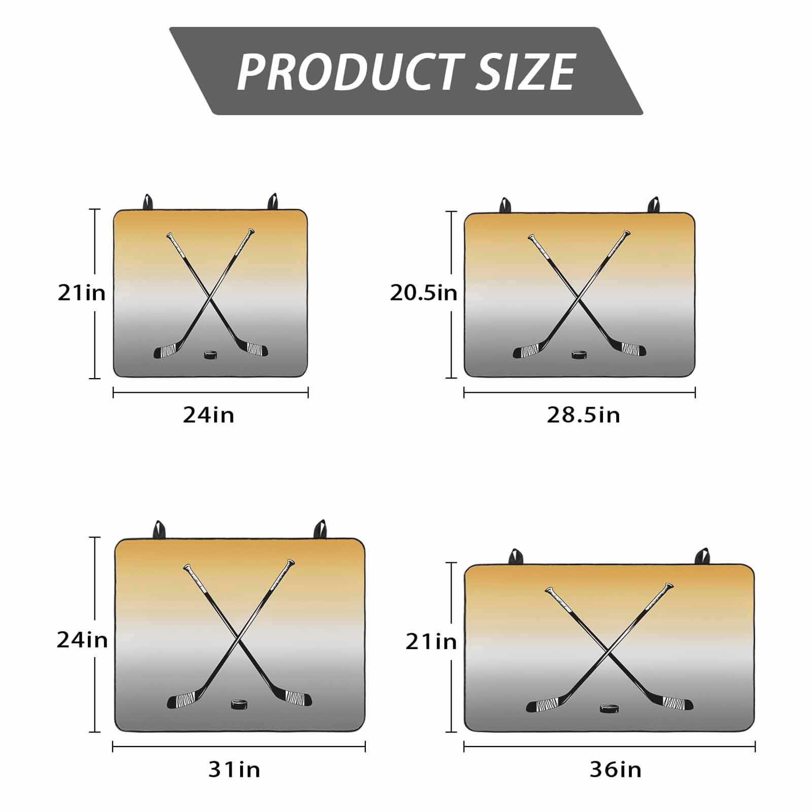 Yellow Gray Ombre Stove Top Cover for Electric Stove, Heat-proof & Non Slip Glass Top Stove Cover Protector, Black Hockey Sticks Minimalist Style Kitchen Flat Cooktop Rubber Mat 24x21 Inches