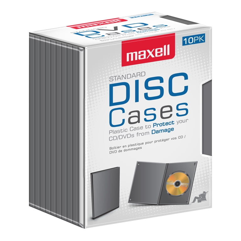 Maxell 10-Pack Standard DVD Cases, Black, DVD-JC10 Storage Boxes