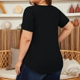 thumbnail image 3 of Plus Size Tops for Women Short Sleeve Square Neck Summer Loose Fit Tunic Top for Leggings Black XXL, 3 of 5