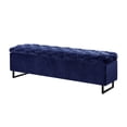 thumbnail image 3 of Inspired Home Hector Velvet Storage Bench, Navy, 3 of 8