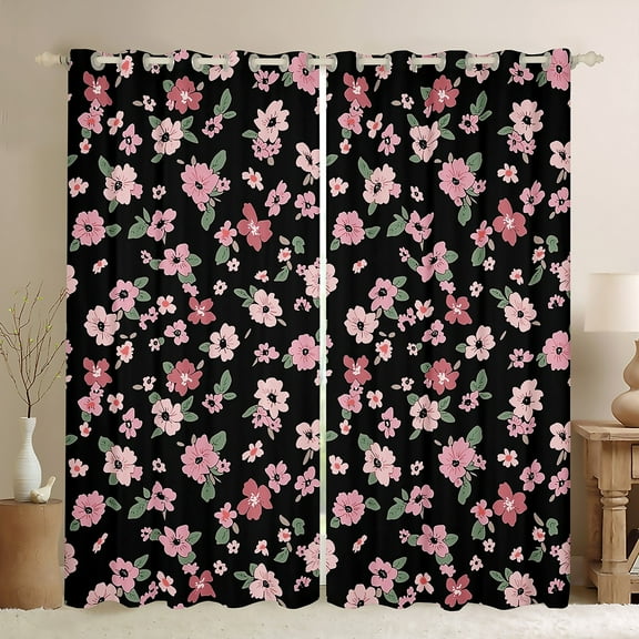 Feelyou Vintage Blossoms Floral Black Out Curtains, Rustic Farmhouse Curtains Pack of 2 (42x63 Each), Teen Child Kid Adult Bedroom Curtains, Blackout Curtains Home Decor