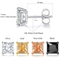 thumbnail image 2 of 4 Pairs of Stud Earrings for Women Mens 18K Gold Plated Stud Earrings Hypoallergenic Earrings 6mm Princess Cut Cubic Zirconia Inlaid Nickel Free Earrings Set (4 Colors), 2 of 6