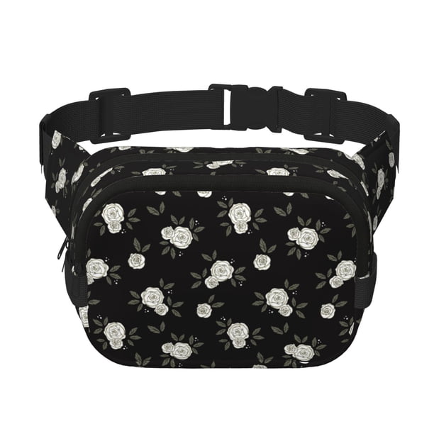 Fotbe Rose Flowers Cangurera Cuadrada con Estampado de Doble Capa, Bolsa de Cintura Ajustable Mini para Hombres y Mujeres