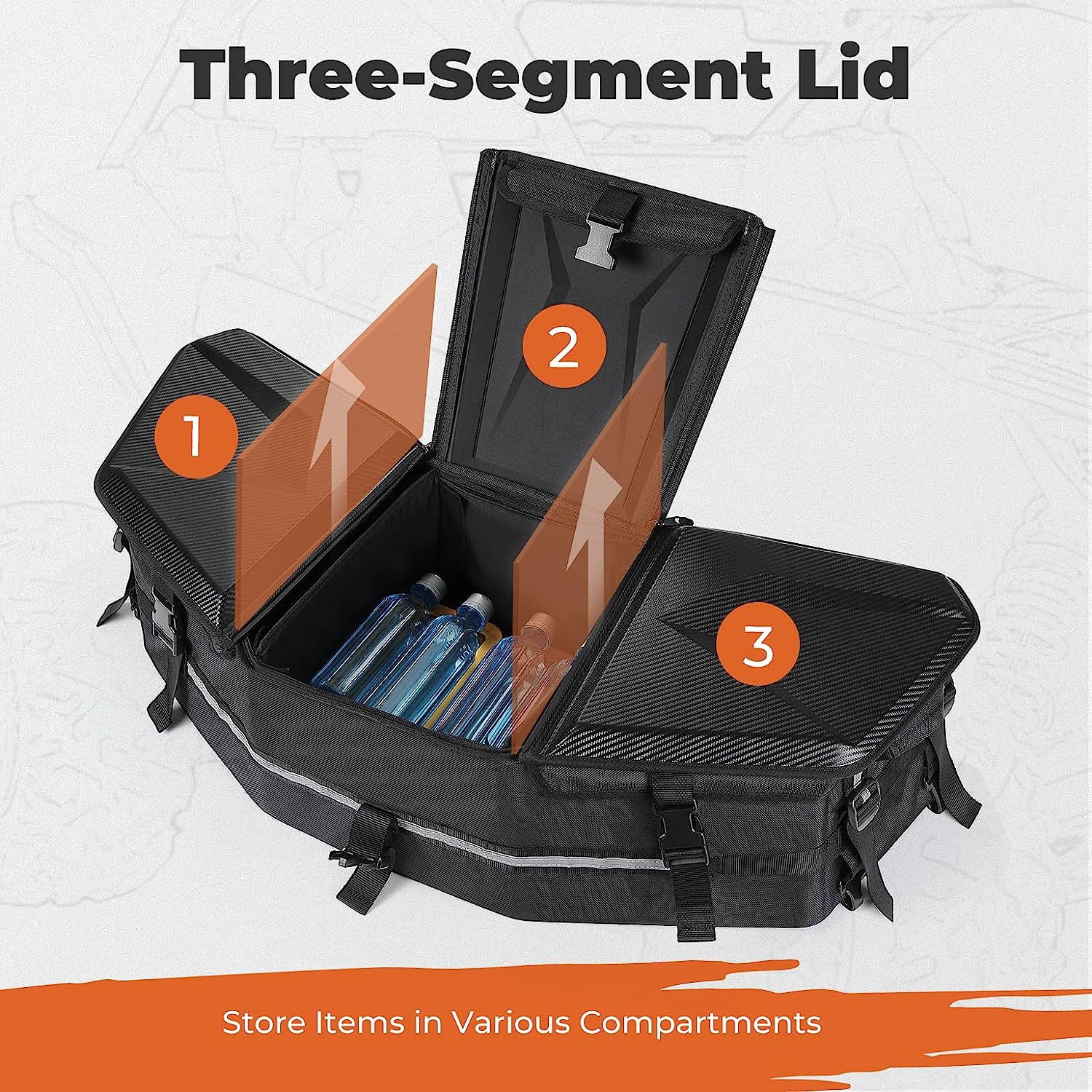 715002923 Kemimoto UTV Cargo Box Storage Bag w Cooler Compatible with Can-Am Maverick X3 Sport Commander Outlander 50L 13Gal