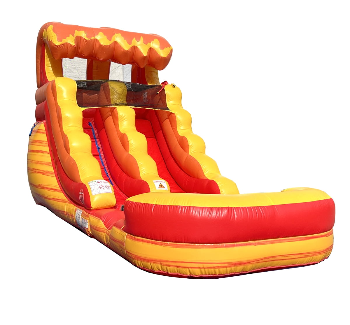 Pogo Bounce House Crossover Kids Inflatable Water Slide, Fire Marble