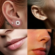 18G Threadless Nose Studs CZ Nose Rings for Women Men Push Pin Lip Stud Rings Flat Back Earrings