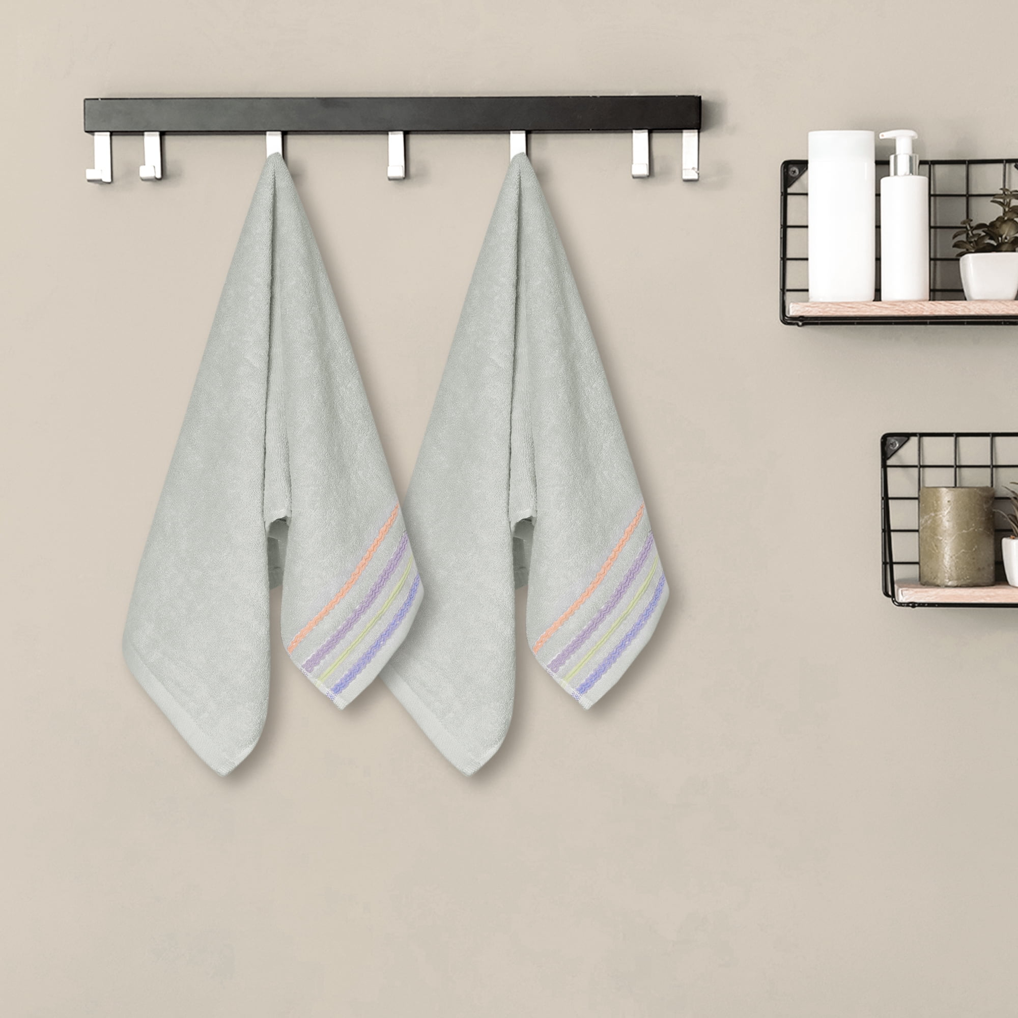 Unique Bargains 4 Pcs Hand Towels Quick Drying Towel Light Grey 13" x 30"