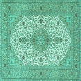 thumbnail image 1 of Ahgly Company Machine Washable Indoor Square Persian Turquoise Blue Traditional Area Rugs, 6' Square, 1 of 4
