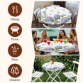 thumbnail image 7 of Spring Hydrangeas Round Tablecloth, Fitted Table Cover with Elastic for 36"-44" Round Tables, Purple Floral Butterfly Leaves Table Cloth Outdoor Indoor Dinning Party Waterproof Tablecloths, 7 of 7