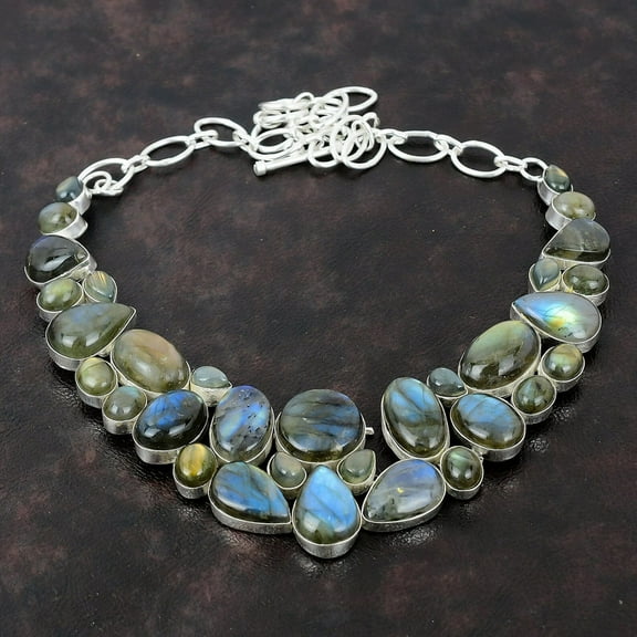 Canadian Labradorite Necklace – Natural Flashy Gemstone in Handmade 925 Sterling Silver, Gift for Loved One