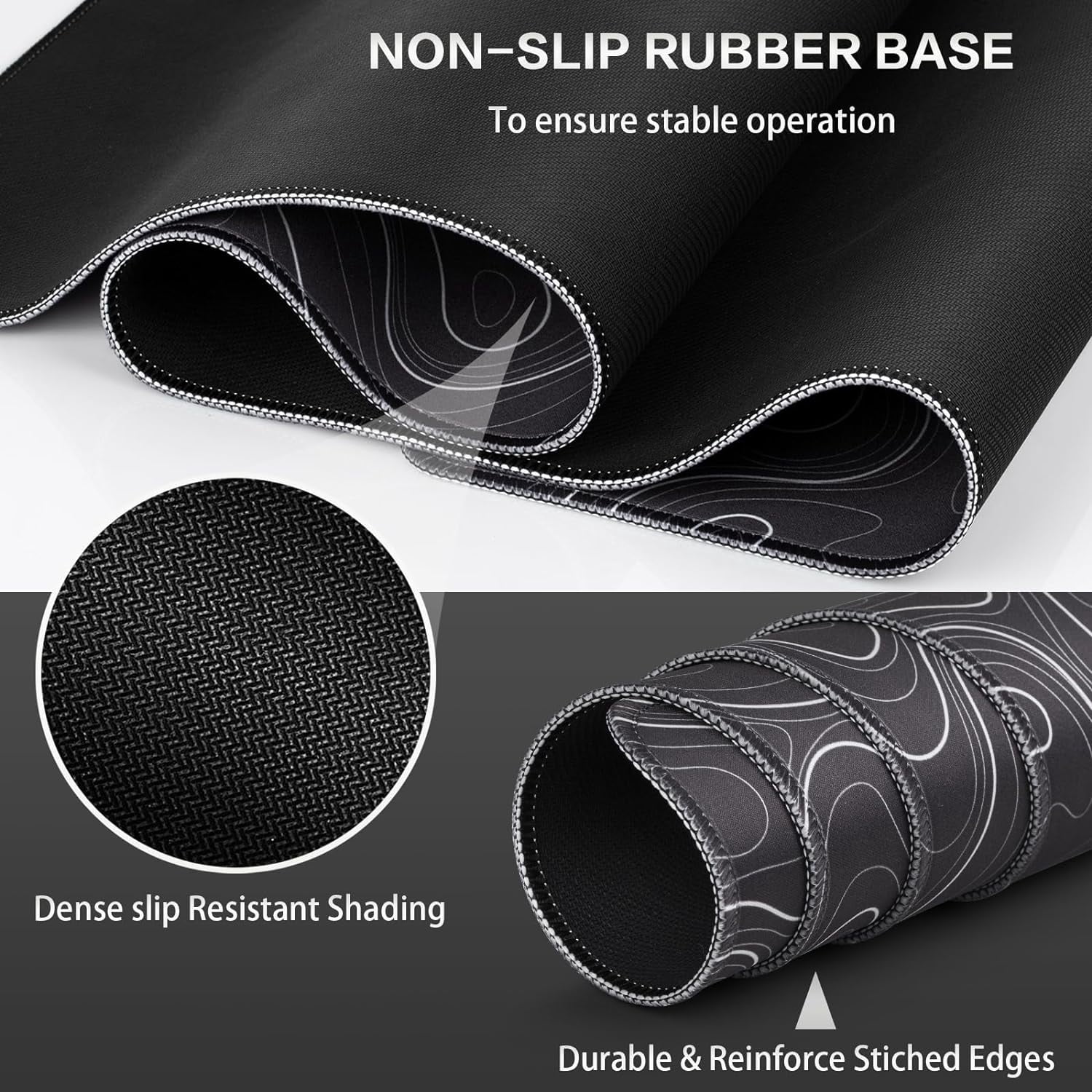 Gaming Mouse Pad, Topographic Contour Mouse Pad 31.5x15.7inch Large Extended Computer Mouse Mat Keyboard Full Desk Mousepad for Gaming, Office, Home