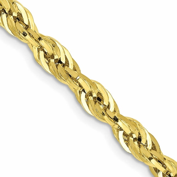 10K Yellow Gold 4.25mm Semi-Solid Rope Chain (22 X 4.25) Made In Peru 10bc168-22