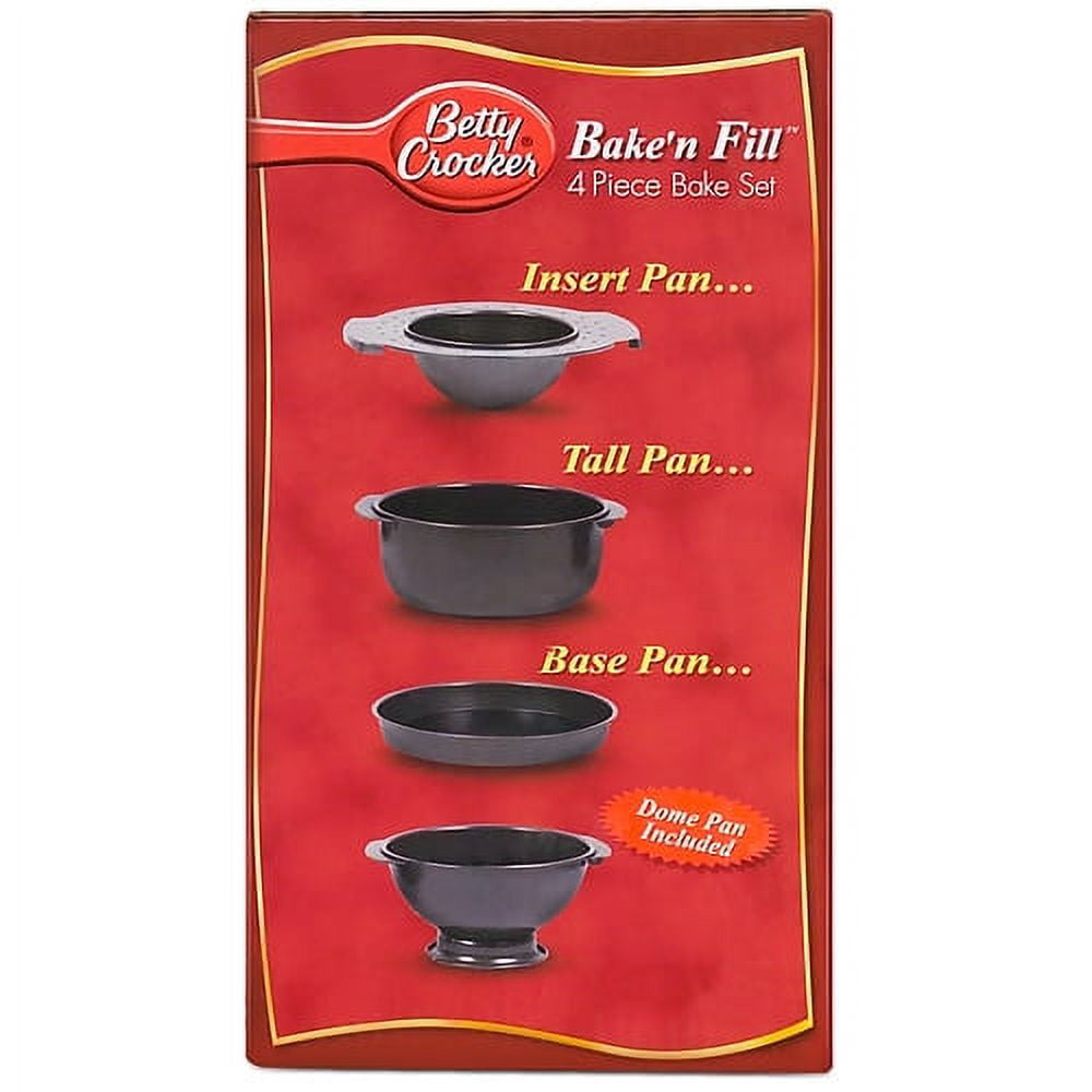 Betty Crocker Bake'n Fill 4-Piece Non-stick Bakeware Set with Dome Pan, Round Pan, and Base